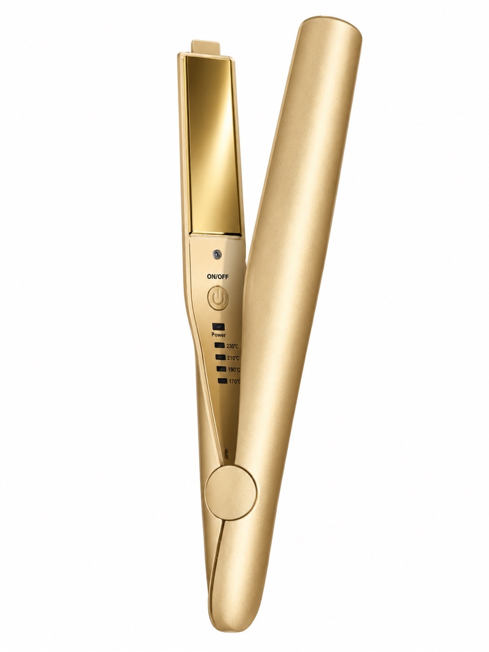 Gold Ceramic Hair Straightener - Sleek Portable Flat Iron